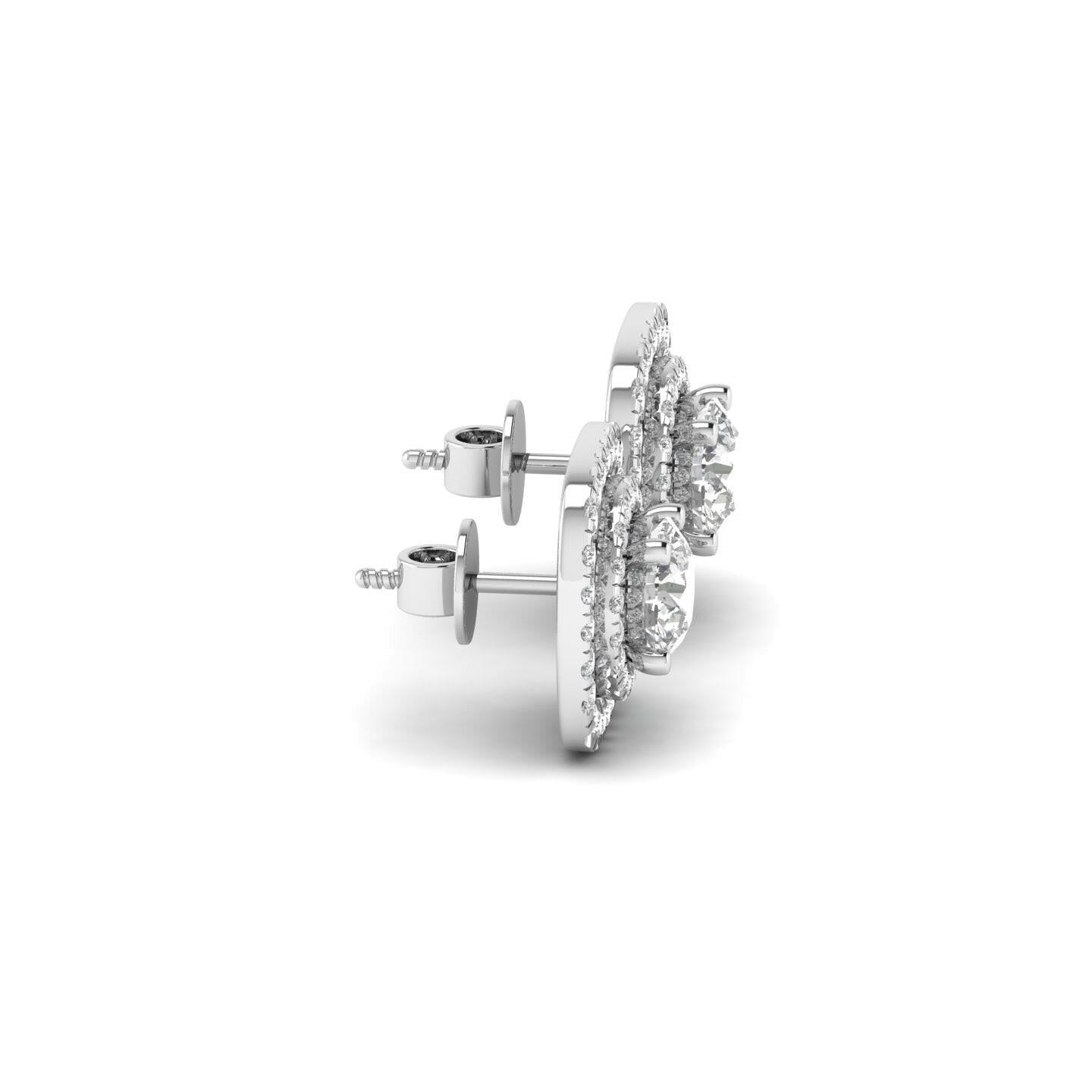 14K Gold Studded TW 3.952 Carat D Color VS1 Clarity Lab Grown Diamond Studs.